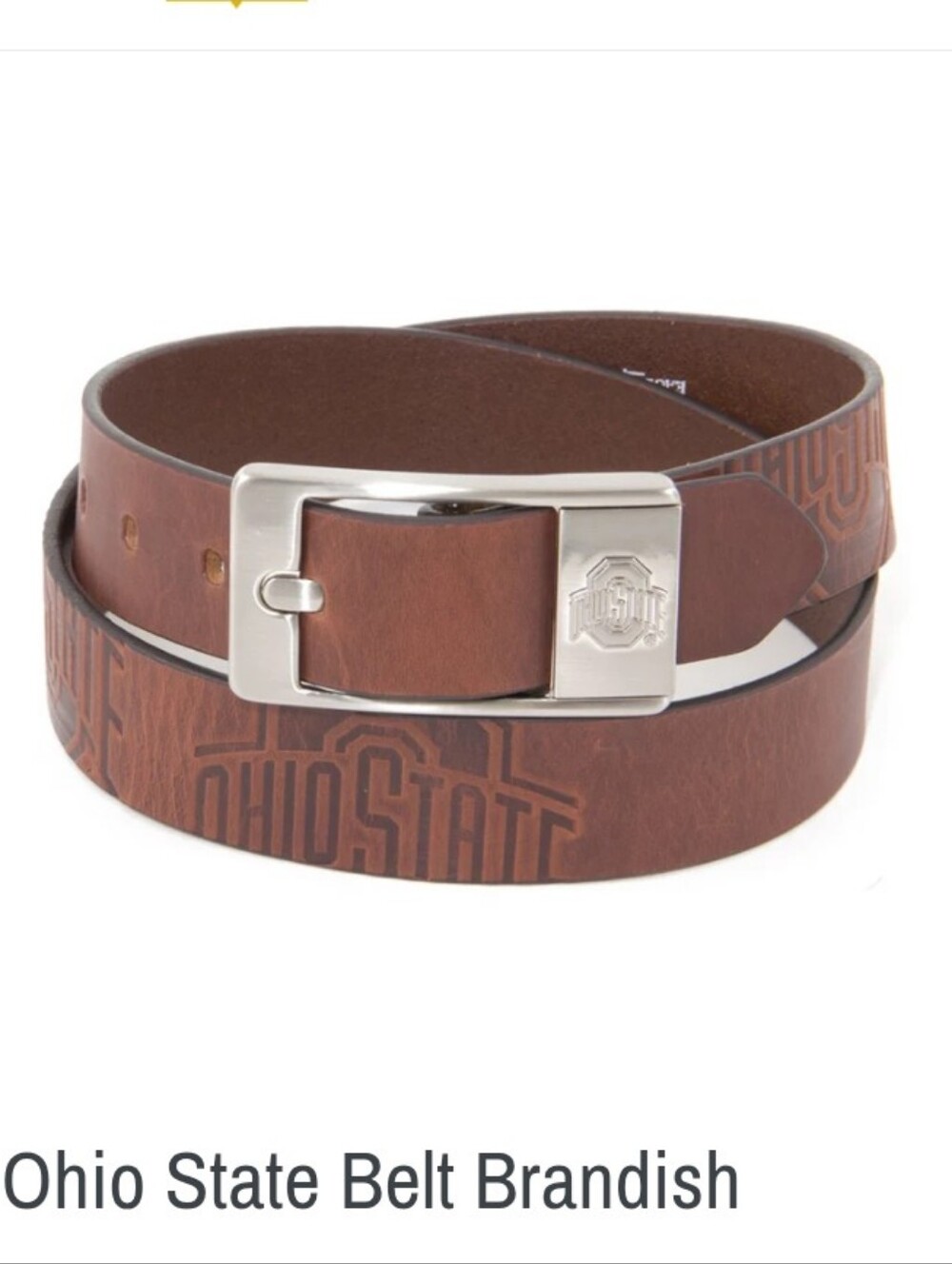 Eagles Wings Ohio State Buckeyes Brandish brown leather belt Size 34